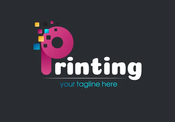 Digital Print Logo Design Template Typography Modern Sign Polygraphy Print — Stock Vector