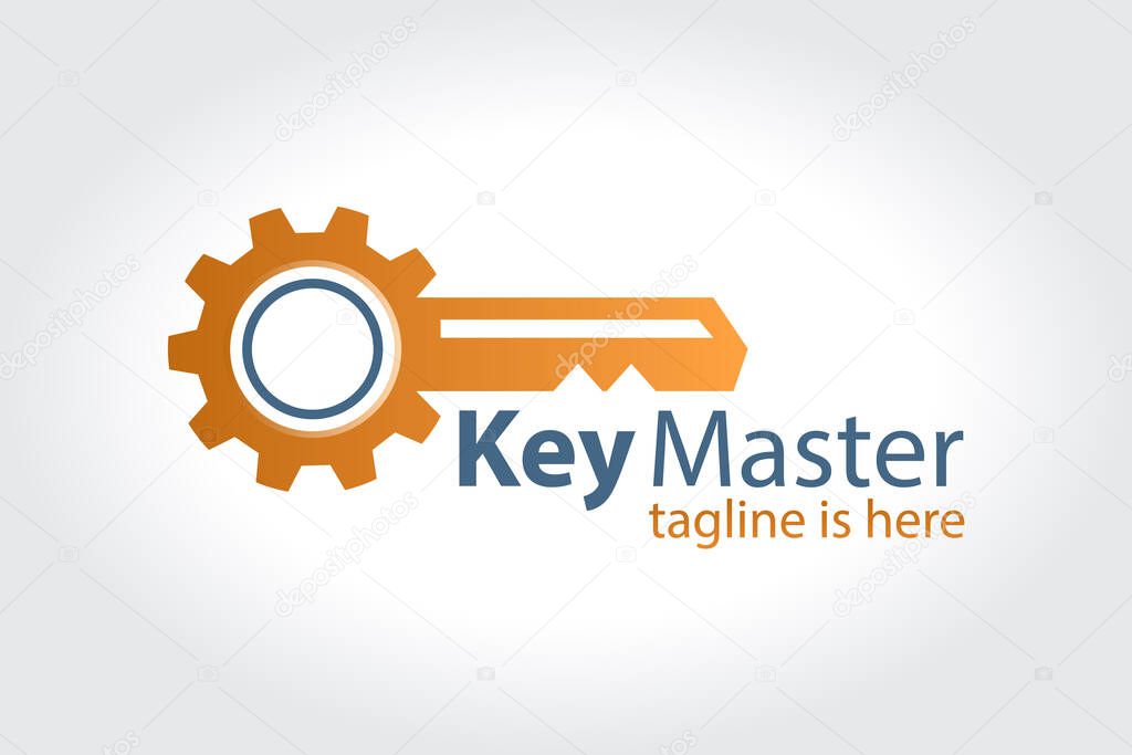 Abstract creative key duplication logo concept. Professional skilled key cutter sign.