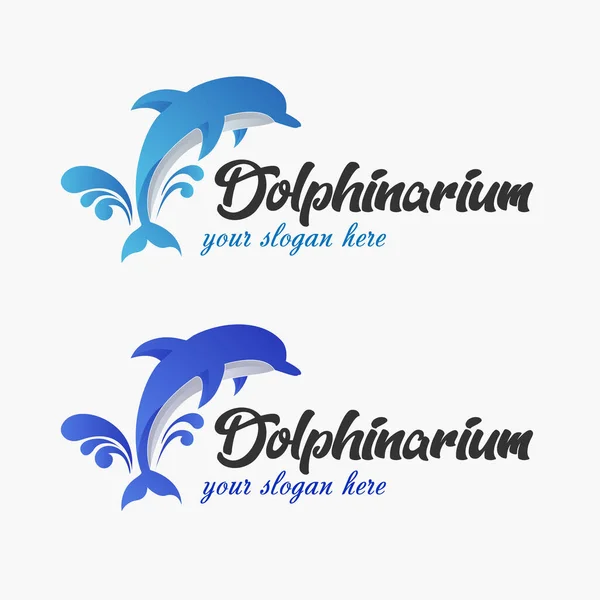 Logo Del Oceanario Del Delfinario Aqua Parque Marino Con Elemento — Vector de stock