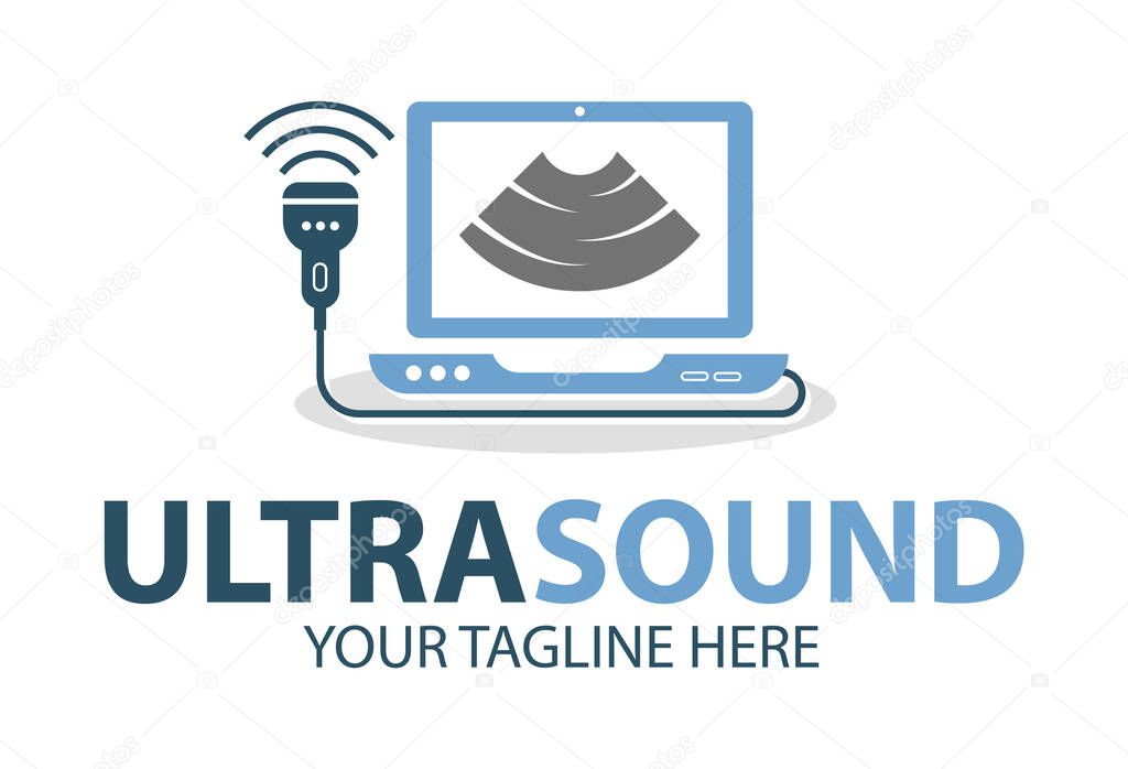 Ultrasound diagnostics logo. Medical research, gynecology clinic, polyclinics, obstetrics and hospitals, vector design and illustration. 
