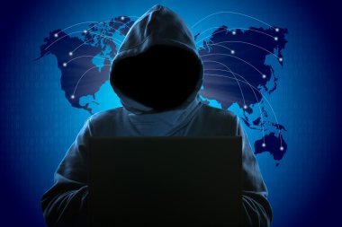 Meçhul kukuletalı anonim bilgisayar ağ kesmek