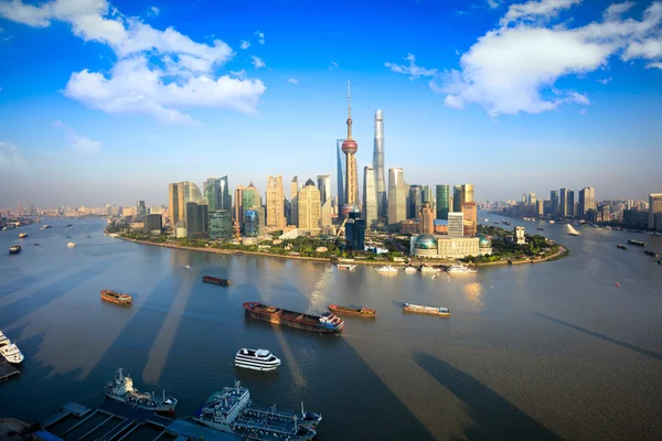 Siluetinin panoramik manzaralı shanghai — Stok fotoğraf