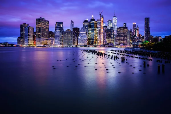 Manhattan Skyline Desde Brooklyn Bridge Park Nyc Usa — Foto de Stock