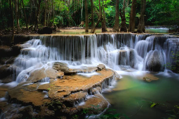 Floresta Profunda Cachoeiras Província Kanjanaburi Tailândia — Fotografia de Stock