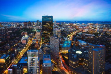 Boston şehir manzarasının havadan görünüşü, Massachusetts ABD