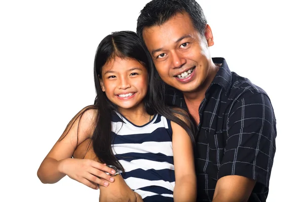 Feliz pai e filha sorrindo — Fotografia de Stock