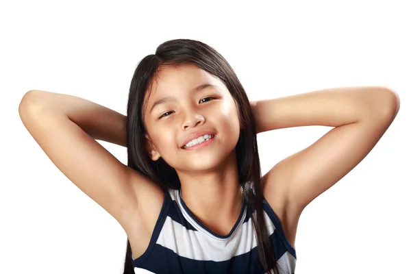 クローズ アップ幸せで、美しい小さなアジアの女の子 — ストック写真