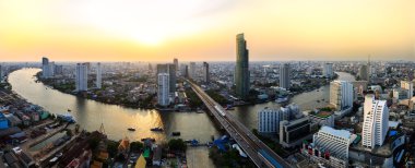 gün batımında Bangkok city