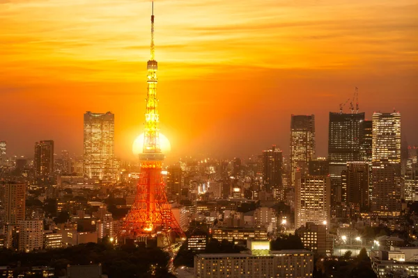 Panorama miasta Tokio o zachodzie słońca — Zdjęcie stockowe