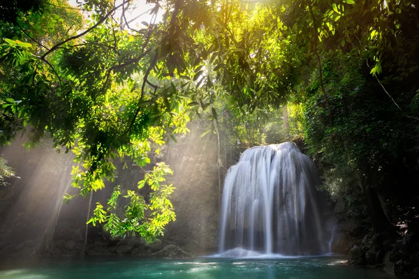 Tiefer Waldwasserfall — Stockfoto