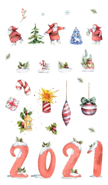 Season Greetings Christmas Card Cute Little Gnomes Illustration — Stock Photo, Image