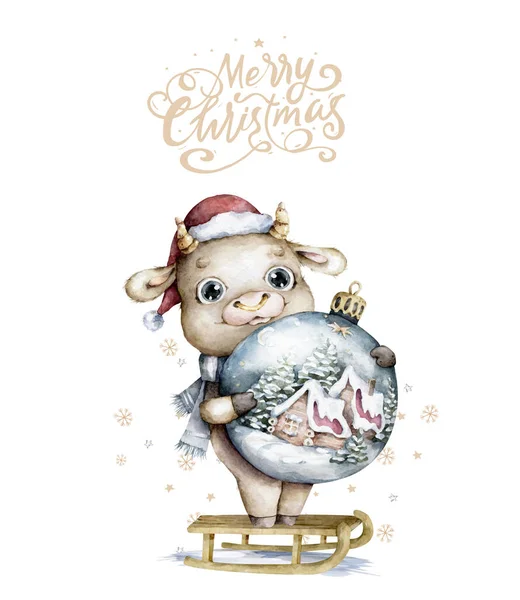 Mutlu Çin yılbaşı tebrik kartları. 2021 Ox Zodyak. Şirin inek ve altın para. Hayvan bayramı çizgi film karakteri. Çeviri: Öküz. -