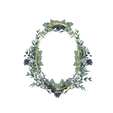 Çiçek yeşili kart tasarımı: dal yeşili yaprakların kare çerçevesi. Düğün davetiyesi poster davetiyesi suluboya el çizimi resim çizimi. Orman yaprakları