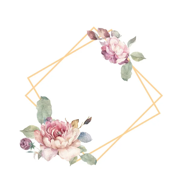 Запрошення Весілля Квіткова Запрошена Листівка Лісовий Квітковий Магнолійський Геометричний Золотий — стокове фото