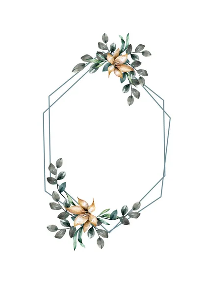 Fall Herbs Selection Design Invitation Frame Rustic Boho Wedding Wreath — Stock Photo, Image