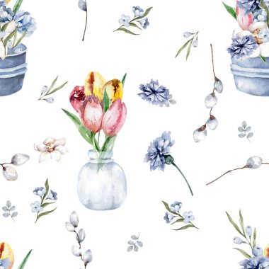 mavi unutma- beni-unutma çiçekli bej hasır sepet.