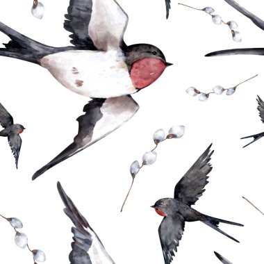 Kırlangıçlarla, ince bir kalple eski moda dövme. Sevgililer Günü ya da düğün tasarımları. Yazdırma Kumaşı, çanta, kitaplar.