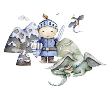 Cesur şövalye prensesi ejderhadan korur.