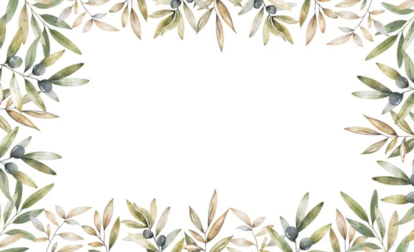 Горизонтальный Баннер Бесшовной Границей Черных Зеленых Оливок Белом Фоне Дизайн — стоковое фото