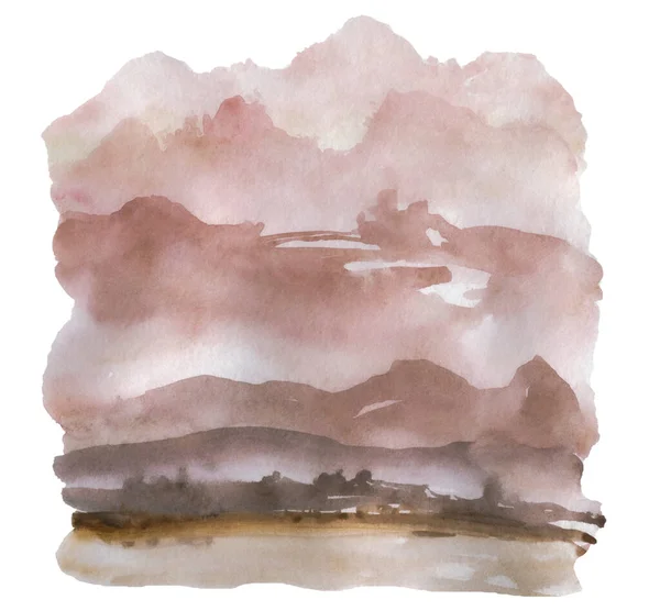 Mountain Landscape Painted Watercolor Illustration — Stock Photo, Image