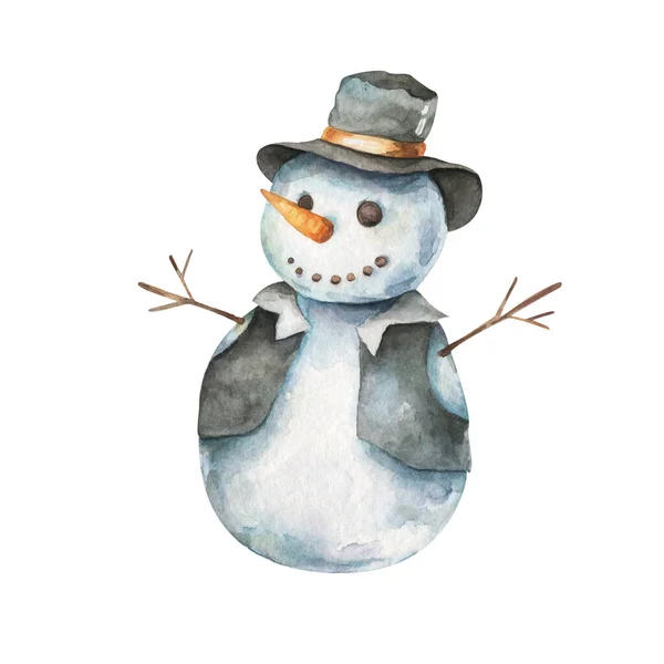 Fondo Navidad Con Muñeco Nieve Copos Nieve Ilustración —  Fotos de Stock