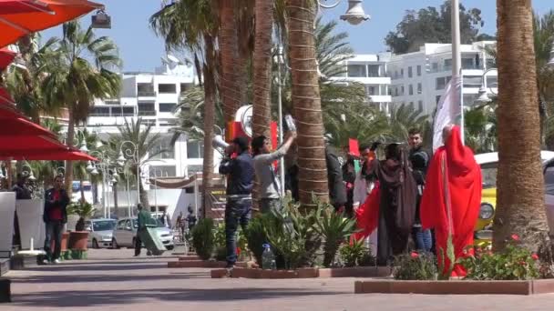 Marokko mensen protesteren — Stockvideo
