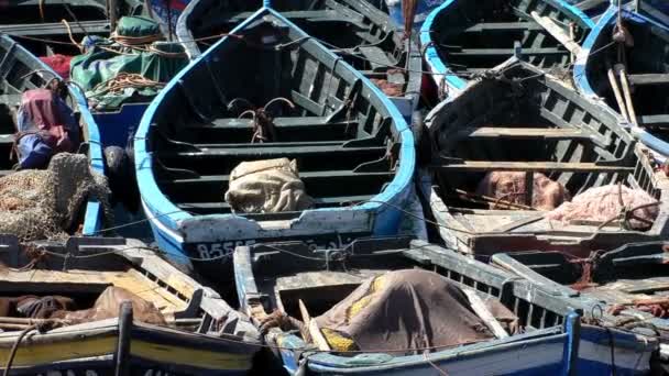 Fishing boats close up — Stock Video