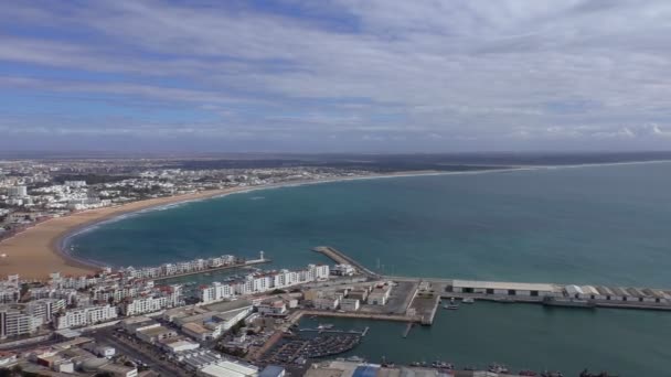 Agadir city Atlantic coast pan — Stock Video