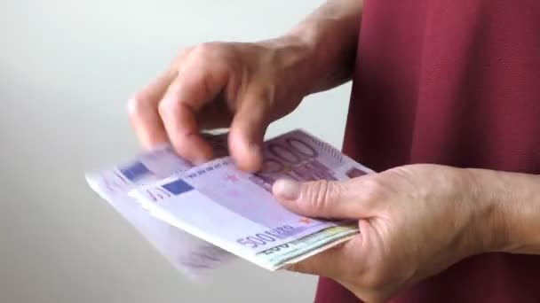 Liczenia banknotów euro — Wideo stockowe