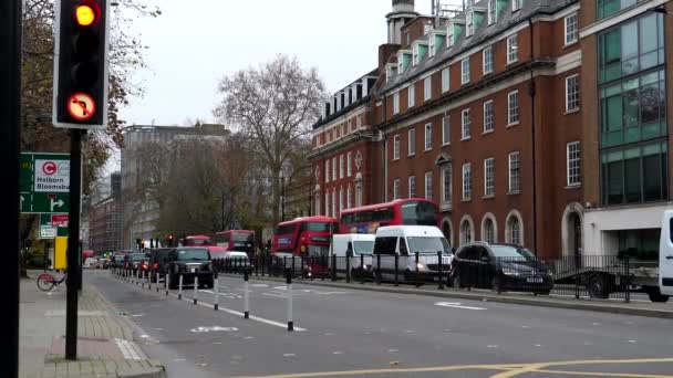 Londres Angleterre Royaume Uni Circa Décembre 2020 Quatre Bus Rouges — Video