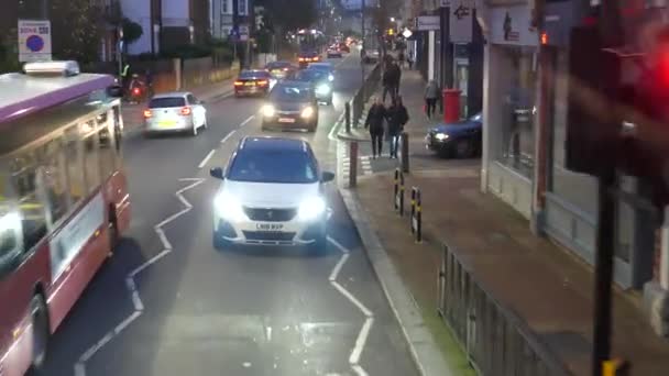 Londres Inglaterra Reino Unido Circa Noviembre 2020 Escena Nocturna Carretera — Vídeo de stock