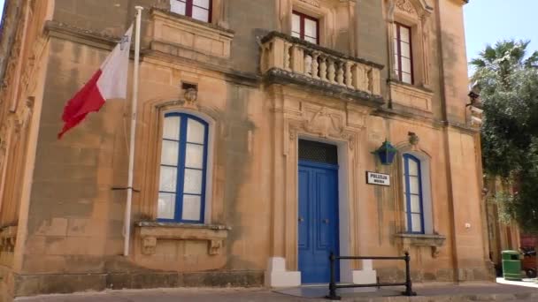 Поліцейський Будинок Старому Укріпленому Місті Мдіна Середземноморська Країна Мальта — стокове відео