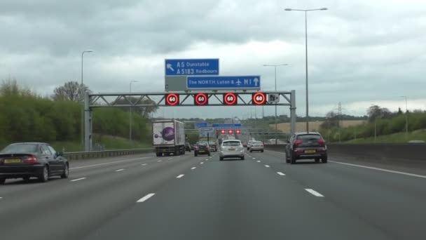 Motorway England Spojené Království Circa April 2017 Pohled Předního Skla — Stock video