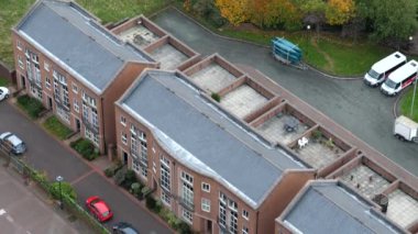 Aerial view of residential houses on Great George Street in Liverpool, northwest of England.