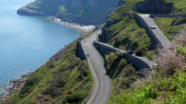 High Angle View Cars Driving Steep Sharply Winding Road Great — Stock Video