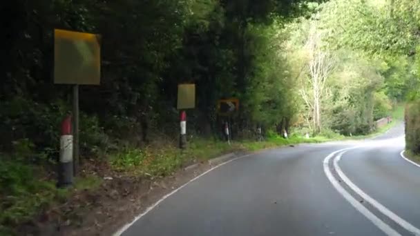 Driving Winding A456 Road Woodland England United Kingdom — Stockvideo