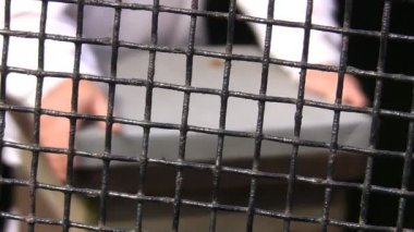 ızgara arkasında bulanık adam