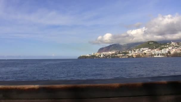 Funchal city view from sailing ship — Stock Video
