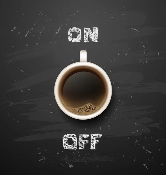Cangkir kopi panas dengan latar belakang hitam - Stok Vektor