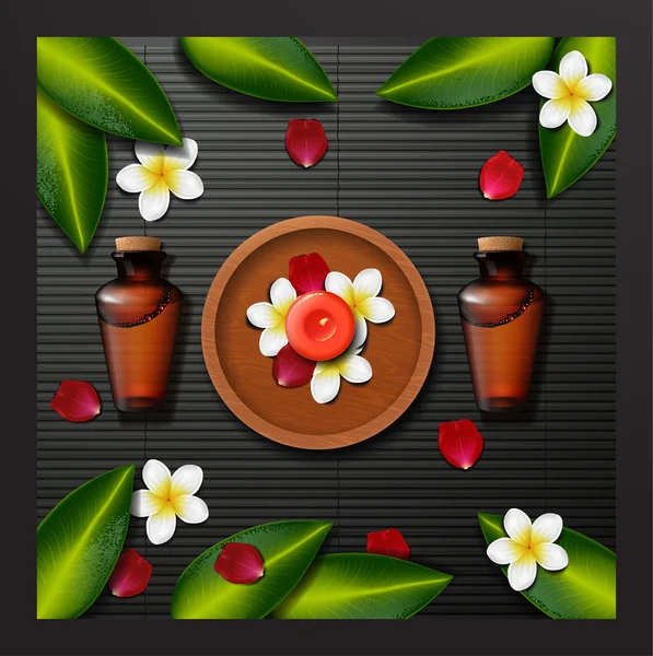 Wellness-Hintergrund mit tropischen Blumen — Stockvektor