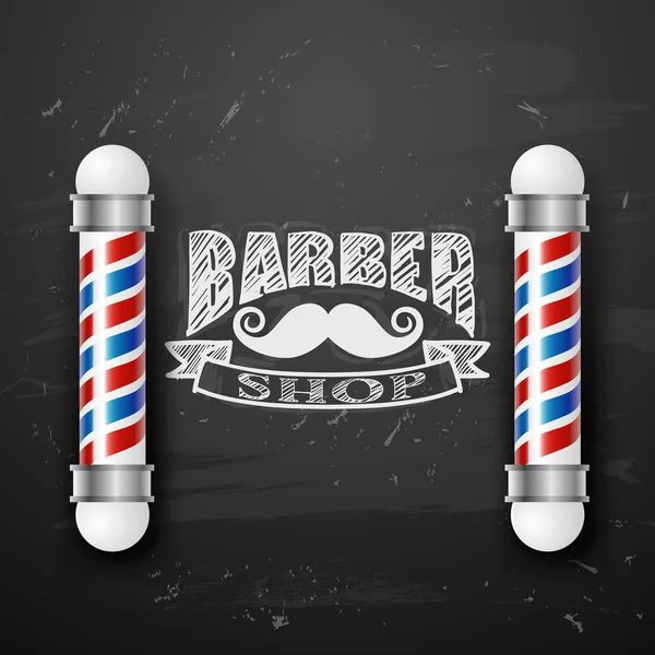 Viejo cartel del poste de barbero. Una barbería de caballeros. plantilla de diseño vintage. Mustaches — Archivo Imágenes Vectoriales