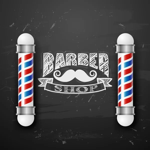 Old barber pole sign. Gentleman barber shop. vintage design template. Mustaches — Stock Vector