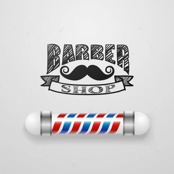 Old barber pole sign. Gentleman barber shop. vintage design template. Mustaches — Stock Vector