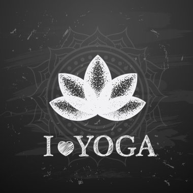 Yoga lotus vektör Illustration. Ben yoga seviyorum