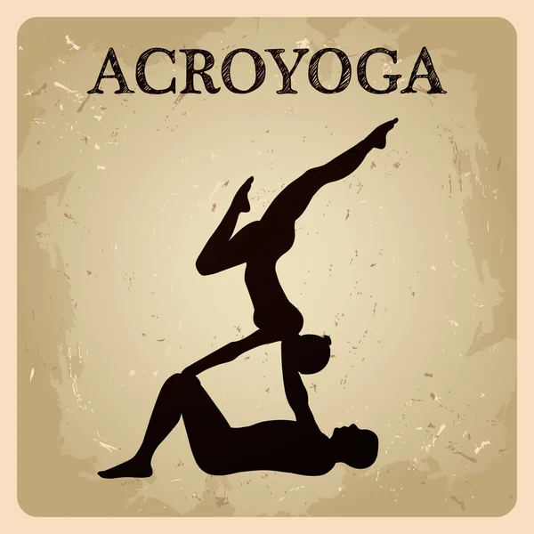 Acro yoga. Partner/par yogaställningarna — Stock vektor