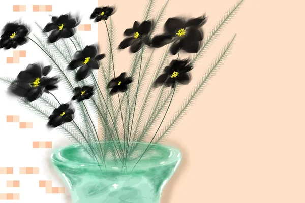 花瓶の花 抽象画の背景 手描きでカラフルなかなり質感の描画 デジタル台紙 Alliphonewallpapers Net — ストック写真