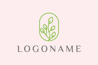 Yaprak botanik doğa logosu vektör çizimi 