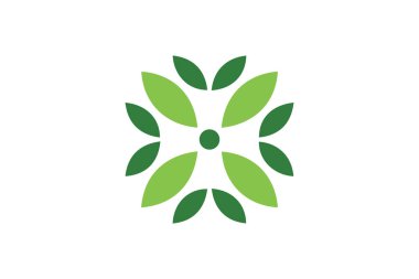 Yaprak yeşili logo şablon vektör çizimi 