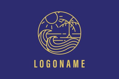 Okyanus dairesi bir çizgi vektör illüstrasyonu 