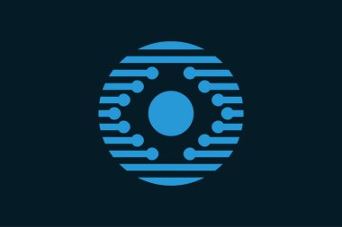 Tech Circle logosu ve soyut logo vektör çizimi 